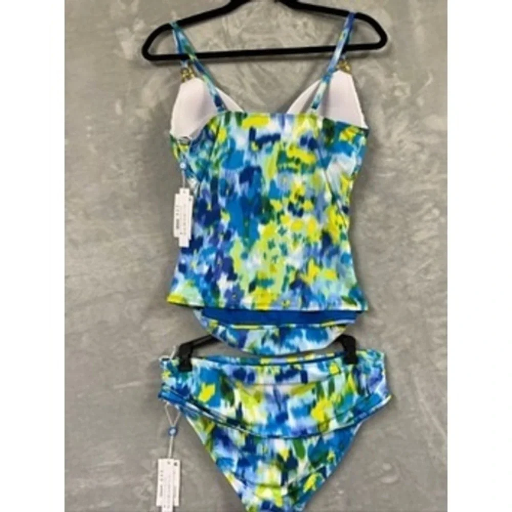 Bleu by Rod Beattie Life's A Beach Tankini Top & Sarong Hipster Bikini Bottoms 8